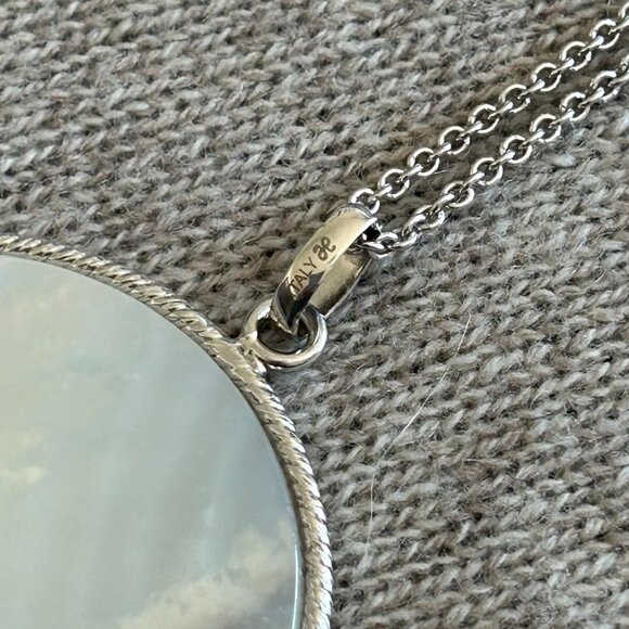 Honora White Mother-of -Pearl Disc Pendant and Silver Necklace - Picture 5 of 14